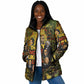 Black History Portrait Collage Padded Jacket Africa Empowering They Not Like Us Quote in Grunge Paint - African Pride