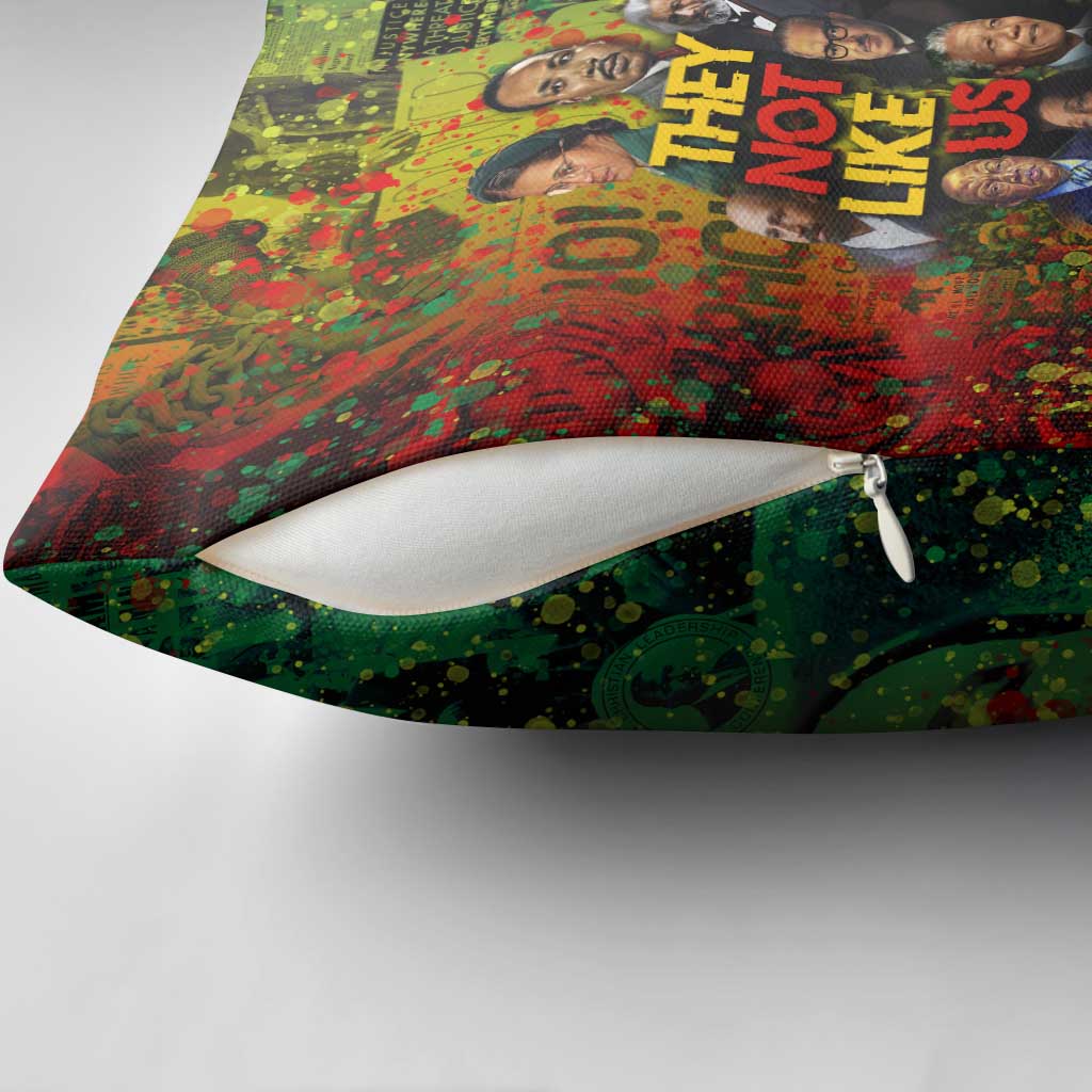 Black History Portrait Collage Pillow Cover Africa Empowering They Not Like Us Quote in Grunge Paint - African Pride