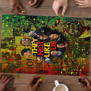 Black History Portrait Collage Puzzle Africa Empowering They Not Like Us Quote in Grunge Paint - African Pride