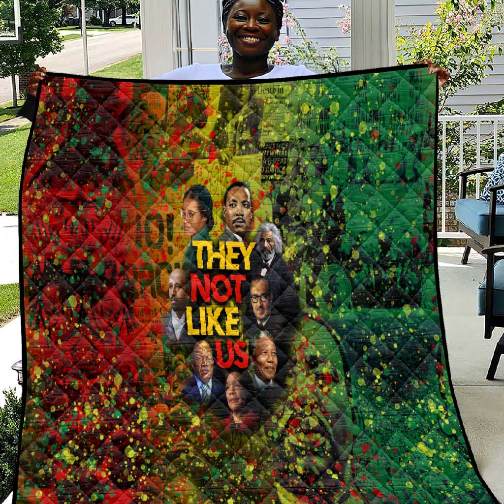 Black History Portrait Collage Quilt Africa Empowering They Not Like Us Quote in Grunge Paint - African Pride