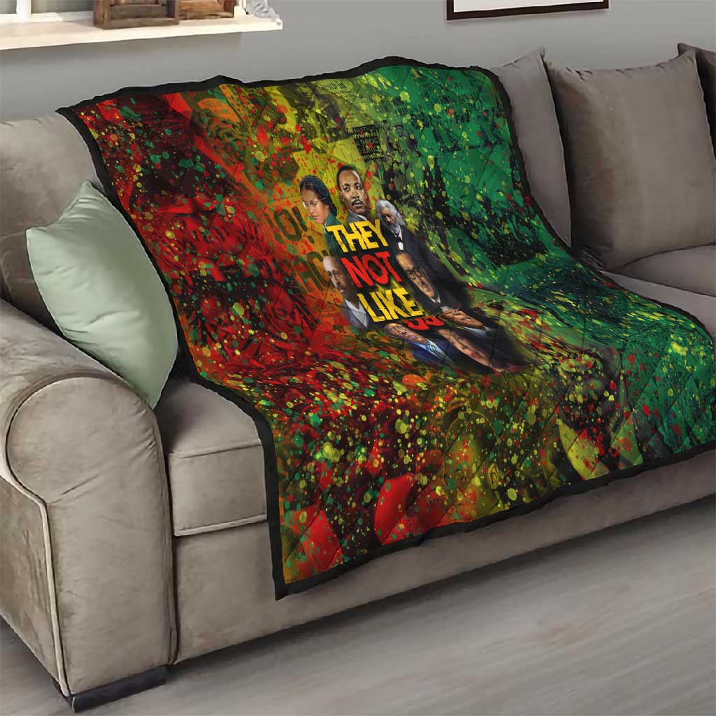 Black History Portrait Collage Quilt Africa Empowering They Not Like Us Quote in Grunge Paint - African Pride
