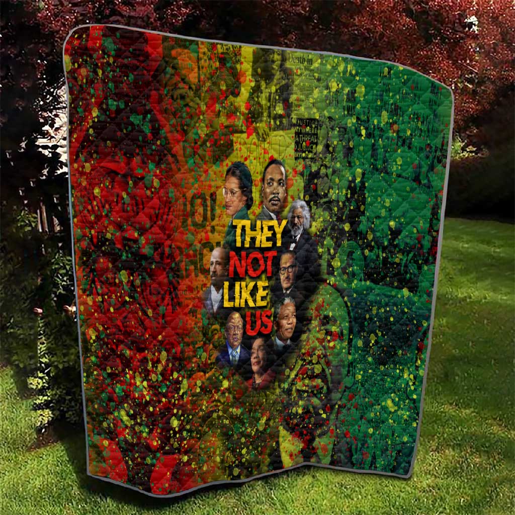Black History Portrait Collage Quilt Africa Empowering They Not Like Us Quote in Grunge Paint - African Pride