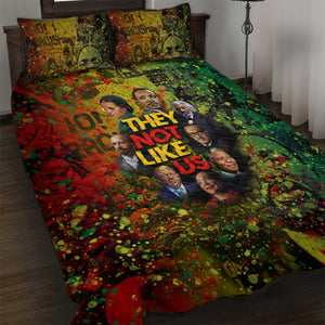 Black History Portrait Collage Quilt Bed Set Africa Empowering They Not Like Us Quote in Grunge Paint - African Pride