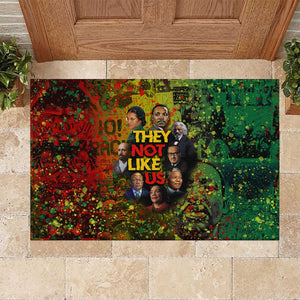 Black History Portrait Collage Rubber Doormat Africa Empowering They Not Like Us Quote in Grunge Paint - African Pride