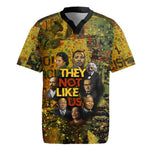 Black History Portrait Collage Rugby Jersey Africa Empowering They Not Like Us Quote in Grunge Paint - African Pride