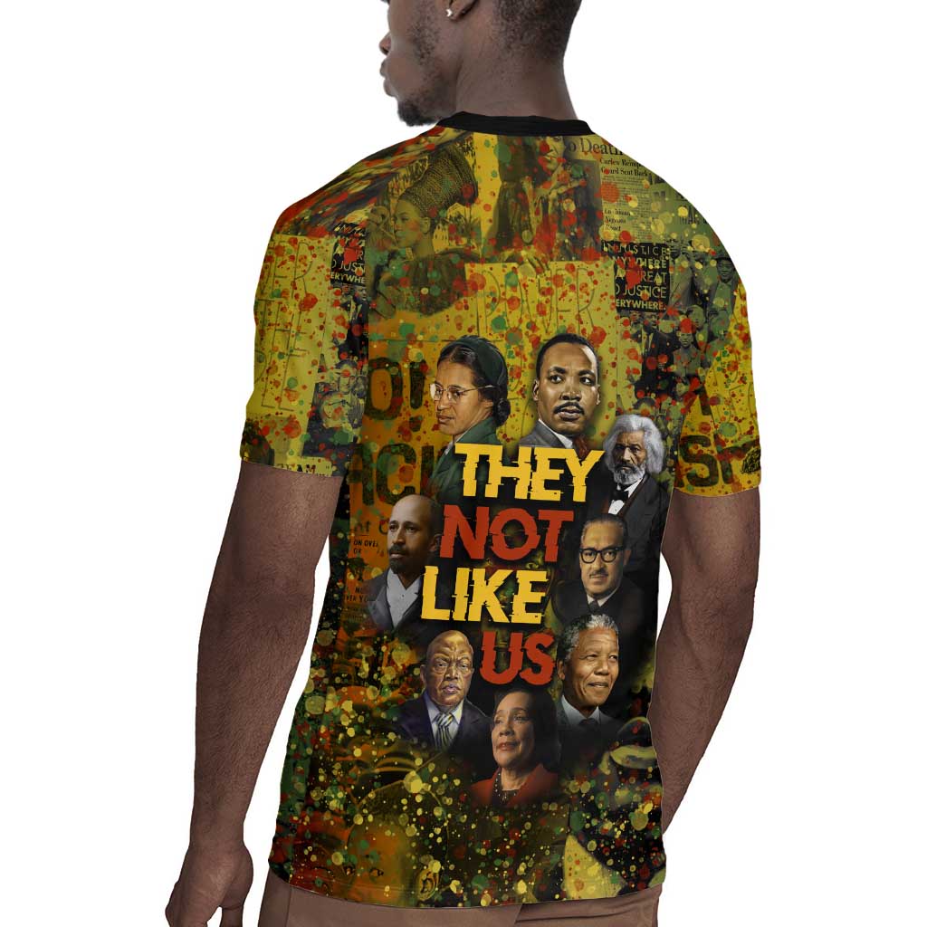 Black History Portrait Collage Rugby Jersey Africa Empowering They Not Like Us Quote in Grunge Paint - African Pride
