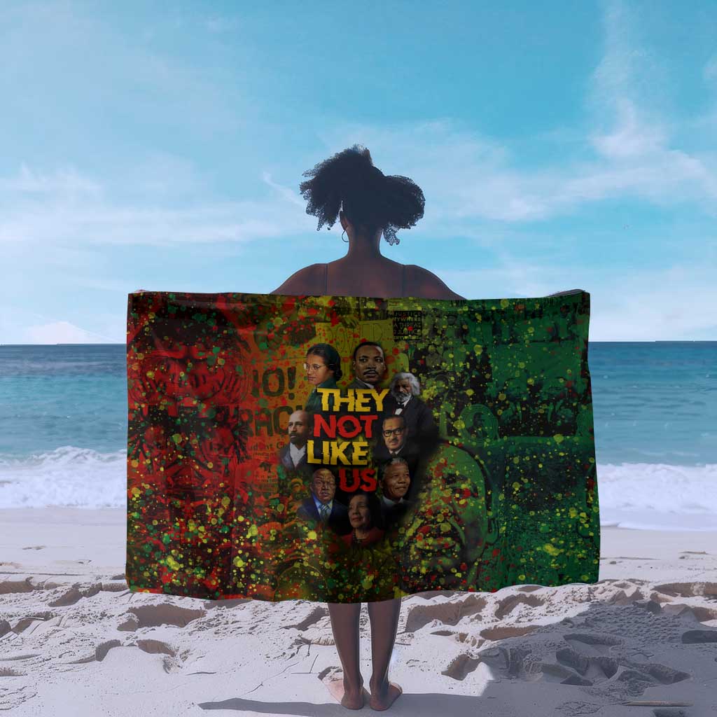 Black History Portrait Collage Sarong Africa Empowering They Not Like Us Quote in Grunge Paint - African Pride