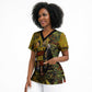 Black History Portrait Collage Scrub Top Africa Empowering They Not Like Us Quote in Grunge Paint - African Pride