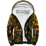 Black History Portrait Collage Sherpa Hoodie Africa Empowering They Not Like Us Quote in Grunge Paint - African Pride
