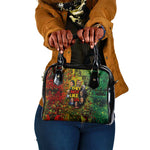 Black History Portrait Collage Shoulder Handbag Africa Empowering They Not Like Us Quote in Grunge Paint - African Pride