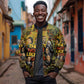 Black History Portrait Collage Sleeve Zip Bomber Jacket Africa Empowering They Not Like Us Quote in Grunge Paint - African Pride