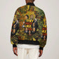 Black History Portrait Collage Sleeve Zip Bomber Jacket Africa Empowering They Not Like Us Quote in Grunge Paint - African Pride