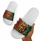 Black History Portrait Collage Slide Sandals Africa Empowering They Not Like Us Quote in Grunge Paint - African Pride