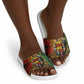 Black History Portrait Collage Slide Sandals Africa Empowering They Not Like Us Quote in Grunge Paint - African Pride