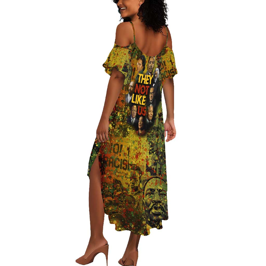 Black History Portrait Collage Summer Maxi Dress Africa Empowering They Not Like Us Quote in Grunge Paint - African Pride