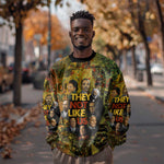 Black History Portrait Collage Sweatshirt Africa Empowering They Not Like Us Quote in Grunge Paint - African Pride