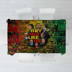 Black History Portrait Collage Tablecloth Africa Empowering They Not Like Us Quote in Grunge Paint - African Pride