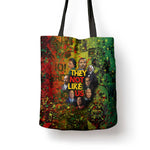 Black History Portrait Collage Tote Bag Africa Empowering They Not Like Us Quote in Grunge Paint - African Pride