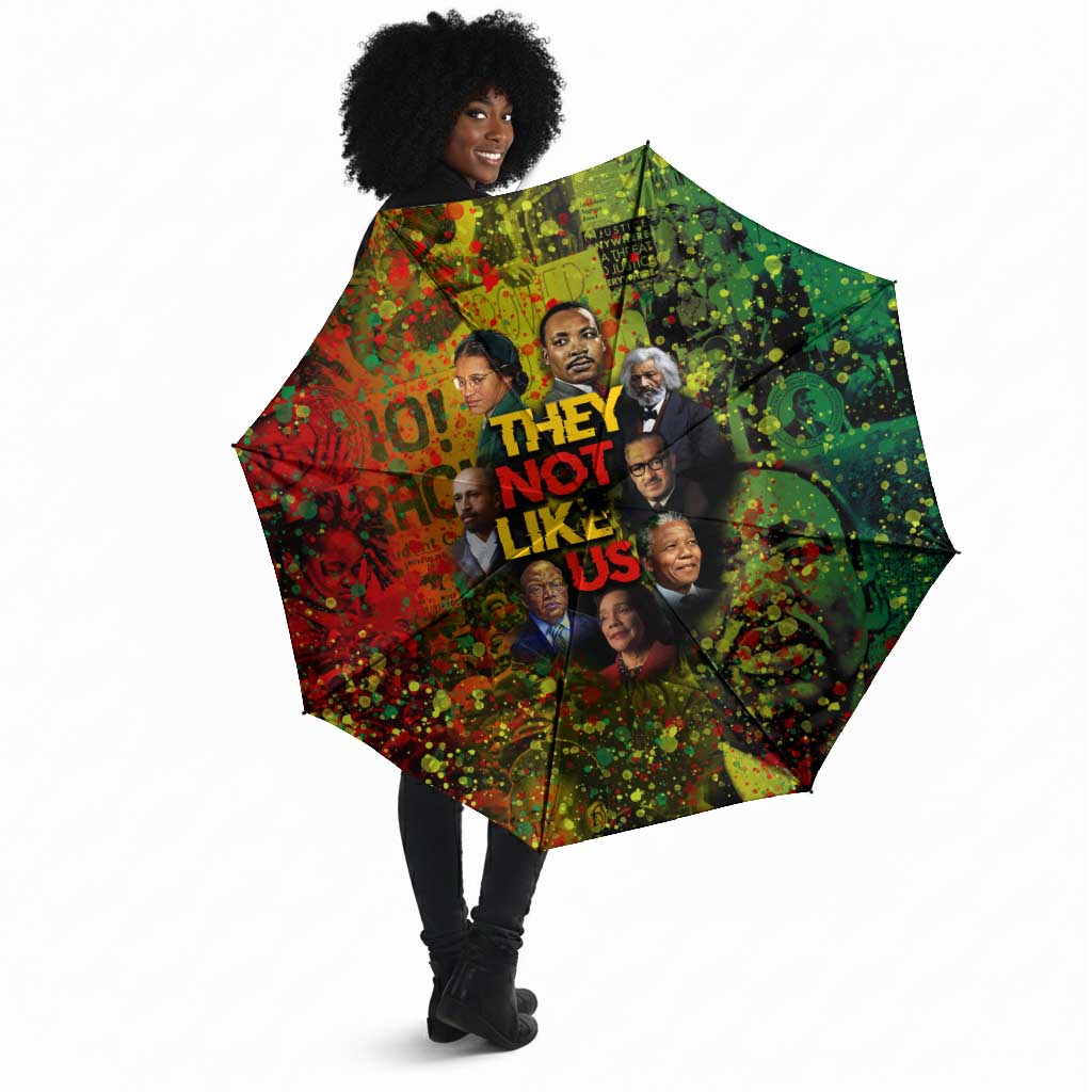 Black History Portrait Collage Umbrella Africa Empowering They Not Like Us Quote in Grunge Paint - African Pride
