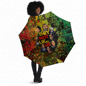 Black History Portrait Collage Umbrella Africa Empowering They Not Like Us Quote in Grunge Paint - African Pride