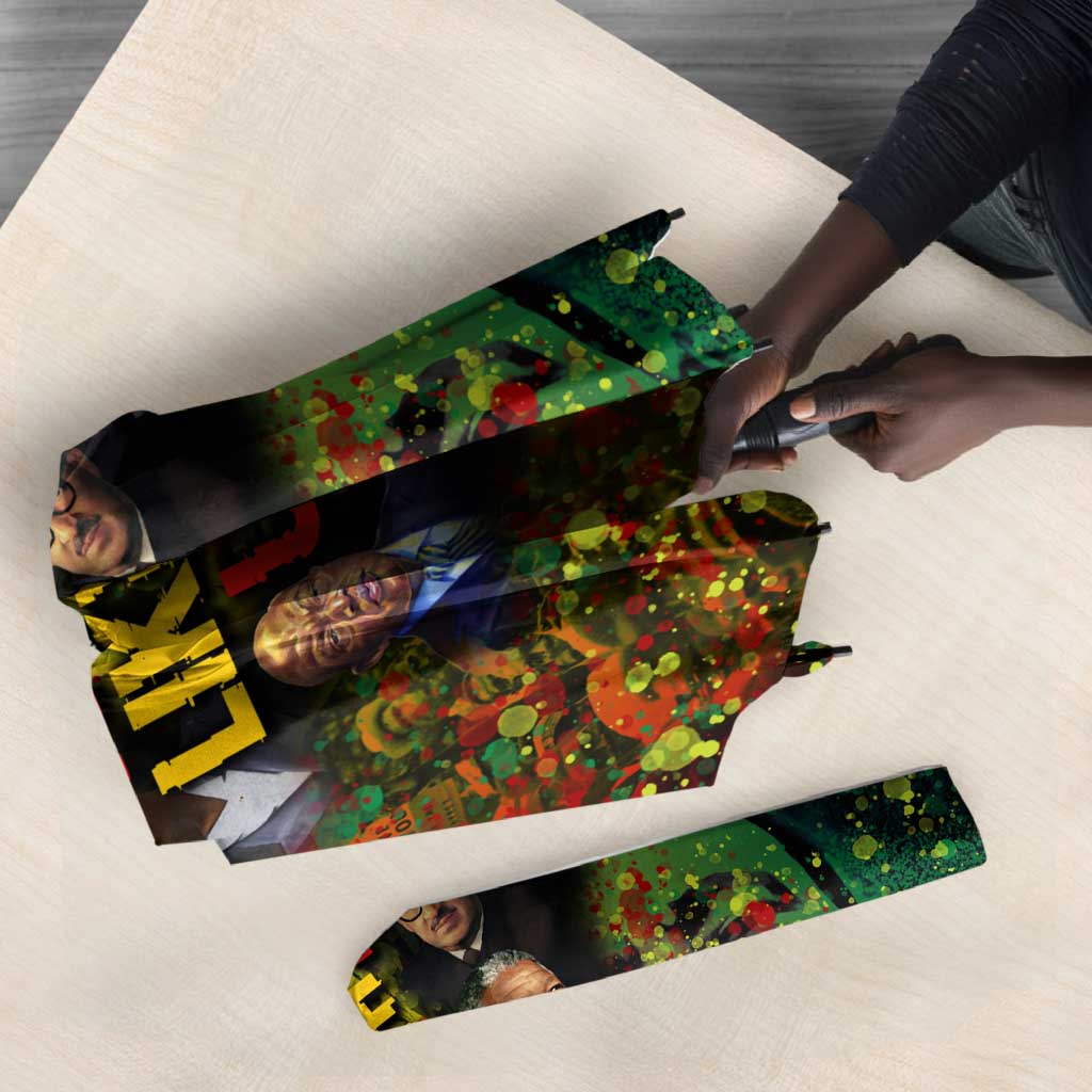 Black History Portrait Collage Umbrella Africa Empowering They Not Like Us Quote in Grunge Paint - African Pride