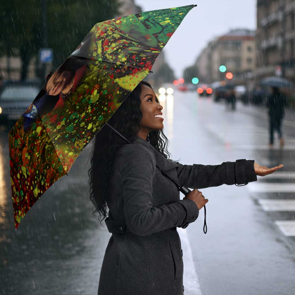Black History Portrait Collage Umbrella Africa Empowering They Not Like Us Quote in Grunge Paint - African Pride