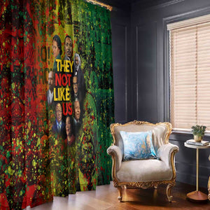 Black History Portrait Collage Window Curtain Africa Empowering They Not Like Us Quote in Grunge Paint - African Pride