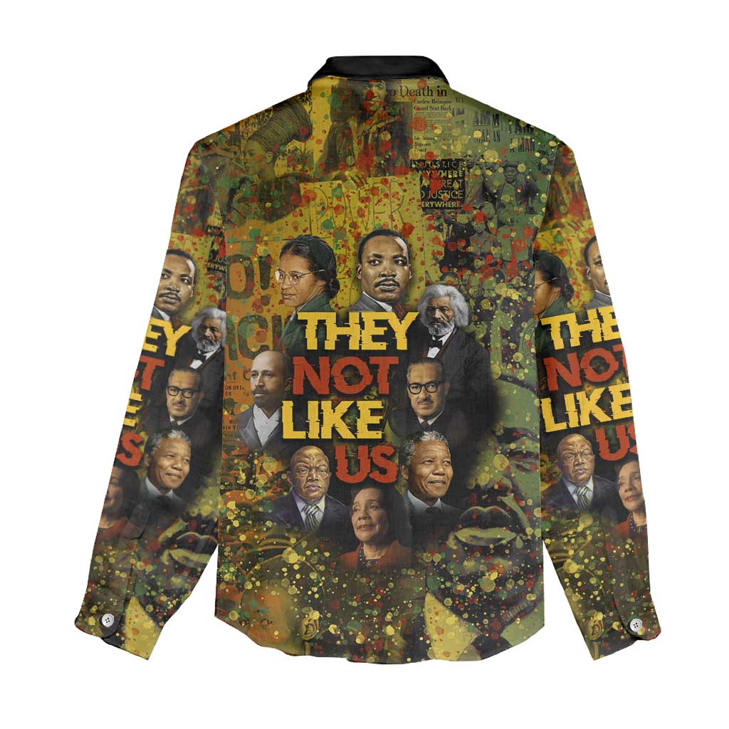 Black History Portrait Collage Women Casual Shirt Africa Empowering They Not Like Us Quote in Grunge Paint - African Pride