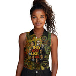 Black History Portrait Collage Women Sleeveless Polo Shirt Africa Empowering They Not Like Us Quote in Grunge Paint - African Pride