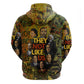 Black History Portrait Collage Zip Hoodie Africa Empowering They Not Like Us Quote in Grunge Paint - African Pride