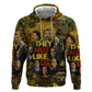 Black History Portrait Collage Zip Hoodie Africa Empowering They Not Like Us Quote in Grunge Paint - African Pride