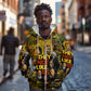 Black History Portrait Collage Zip Hoodie Africa Empowering They Not Like Us Quote in Grunge Paint - African Pride