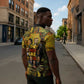 Black History Portrait Collage Zipper Polo Shirt Africa Empowering They Not Like Us Quote in Grunge Paint - African Pride