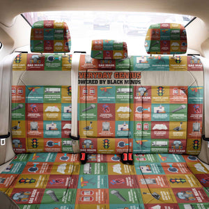 Everyday Genius Powered by Black Minds Back Car Seat Cover with Colorful Invention Icons Pattern - African Pride