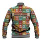 Everyday Genius Powered by Black Minds Baseball Jacket with Colorful Invention Icons Pattern - African Pride