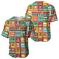 Everyday Genius Powered by Black Minds Baseball Jersey with Colorful Invention Icons Pattern - African Pride