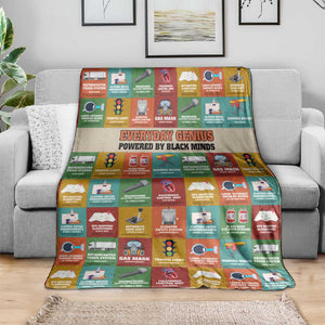 Everyday Genius Powered by Black Minds Blanket with Colorful Invention Icons Pattern - African Pride