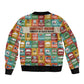 Everyday Genius Powered by Black Minds Bomber Jacket with Colorful Invention Icons Pattern - African Pride