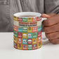 Everyday Genius Powered by Black Minds Ceramic Mug with Colorful Invention Icons Pattern - African Pride