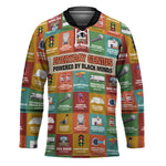 Everyday Genius Powered by Black Minds Hockey Jersey with Colorful Invention Icons Pattern - African Pride