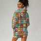 Everyday Genius Powered by Black Minds Hoodie Dress with Colorful Invention Icons Pattern - African Pride