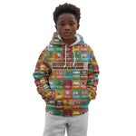 Everyday Genius Powered by Black Minds Kid Hoodie with Colorful Invention Icons Pattern - African Pride