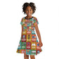 Everyday Genius Powered by Black Minds Kid Short Sleeve Dress with Colorful Invention Icons Pattern - African Pride