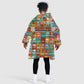 Everyday Genius Powered by Black Minds Kid Wearable Blanket Hoodie with Colorful Invention Icons Pattern - African Pride