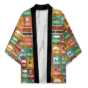 Everyday Genius Powered by Black Minds Kimono with Colorful Invention Icons Pattern - African Pride