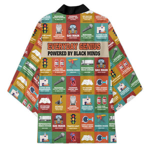 Everyday Genius Powered by Black Minds Kimono with Colorful Invention Icons Pattern - African Pride