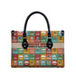 Everyday Genius Powered by Black Minds Leather Bag with Colorful Invention Icons Pattern - African Pride