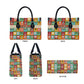 Everyday Genius Powered by Black Minds Leather Bag with Colorful Invention Icons Pattern - African Pride