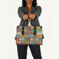 Everyday Genius Powered by Black Minds Leather Bag with Colorful Invention Icons Pattern - African Pride