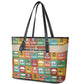 Everyday Genius Powered by Black Minds Leather Tote Bag with Colorful Invention Icons Pattern - African Pride
